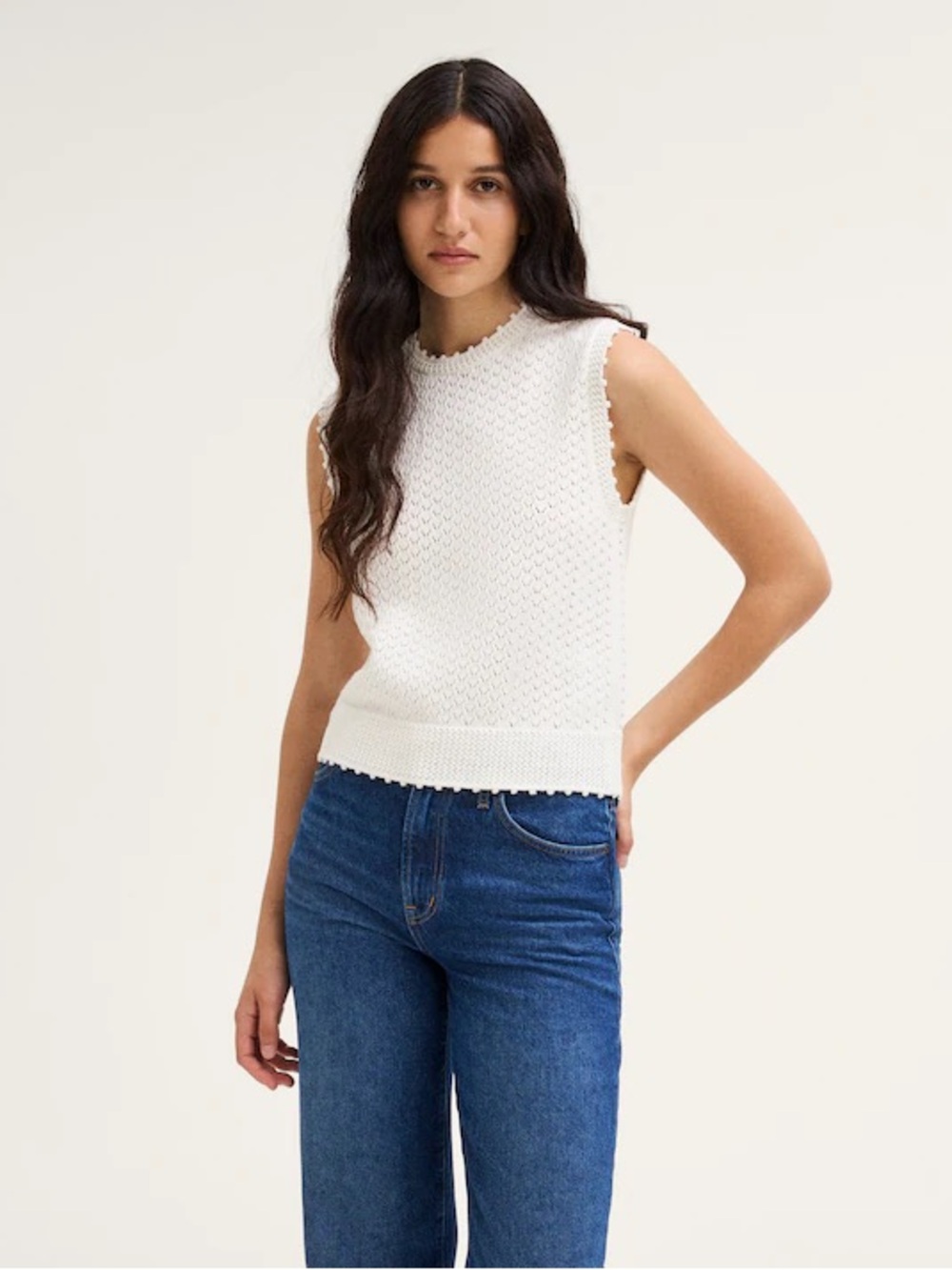 NWT Madewell The Signature Knit Sleeveless Top in Frost (White), Size Medium